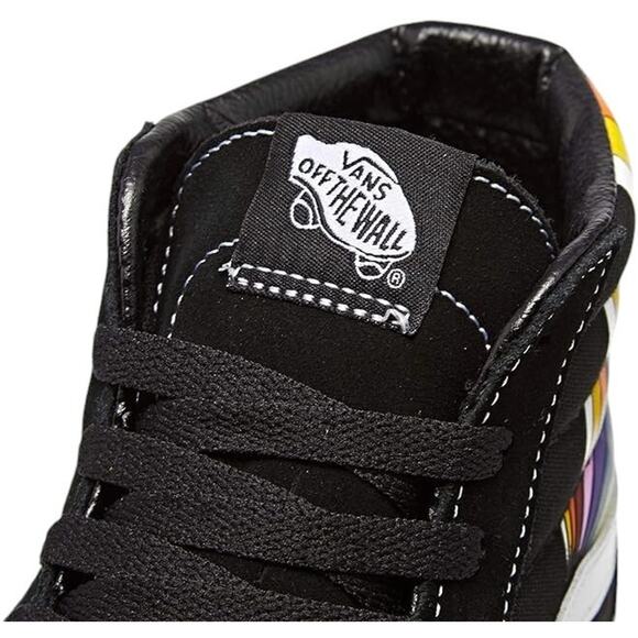 VANS SK8 Hi Reissue (Refract) Blk/True White/Multi Men\'s Skate Shoes Size 11.5